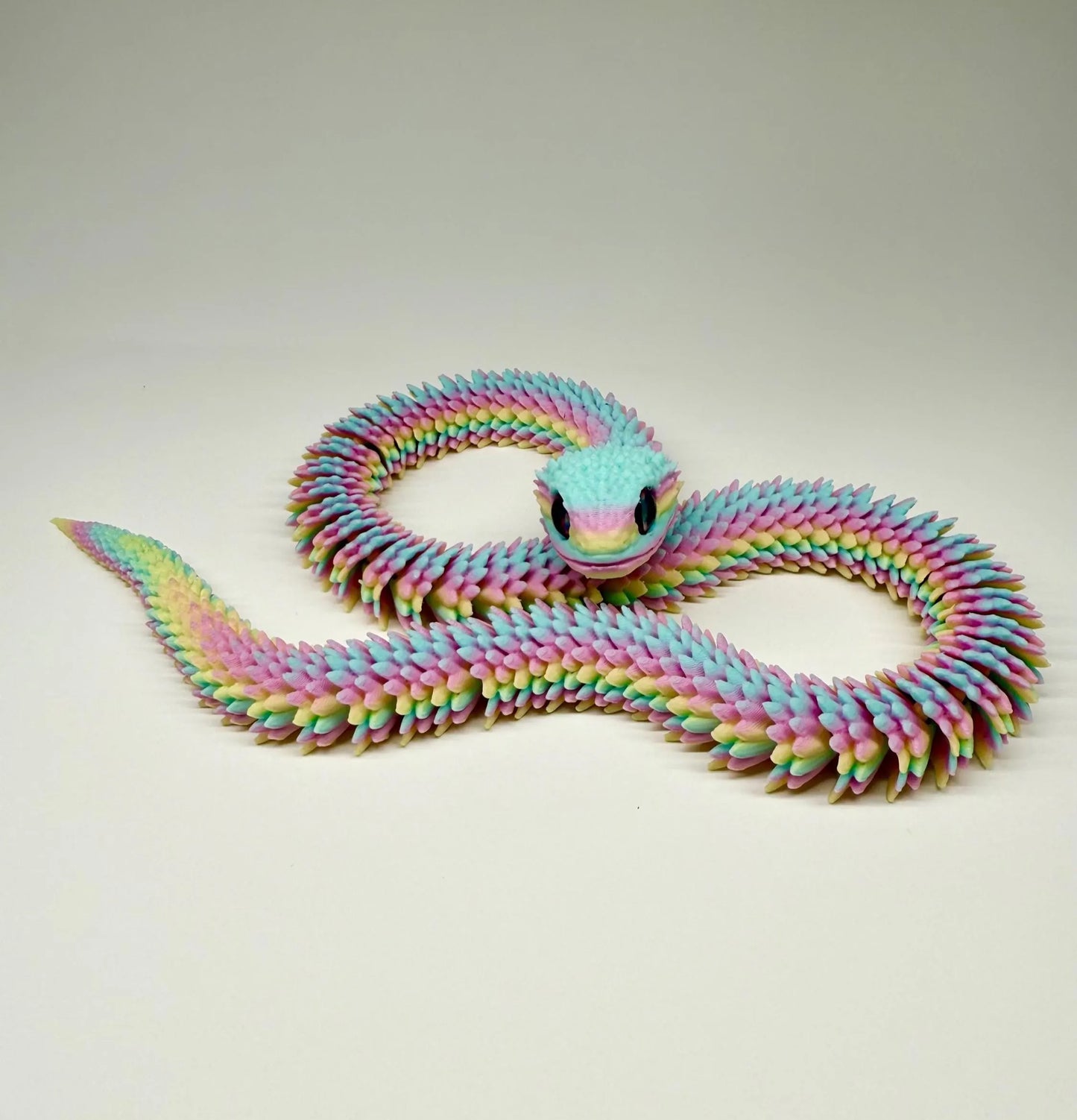 Articulated 3D Printed Flexible Snake Fidget Toy | Dazzling Iridescent PLA Posable Desk Decor | Stress Relief Wearable Unique Gift