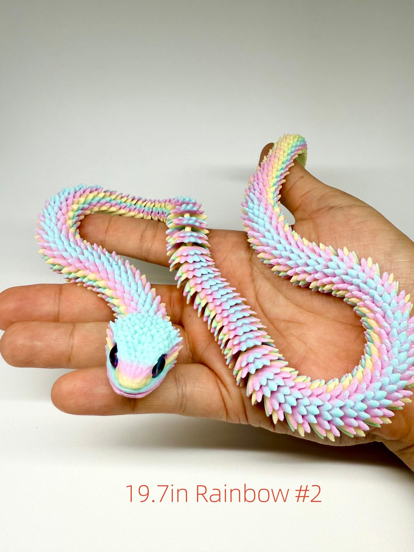 Articulated 3D Printed Flexible Snake Fidget Toy | Dazzling Iridescent PLA Posable Desk Decor | Stress Relief Wearable Unique Gift