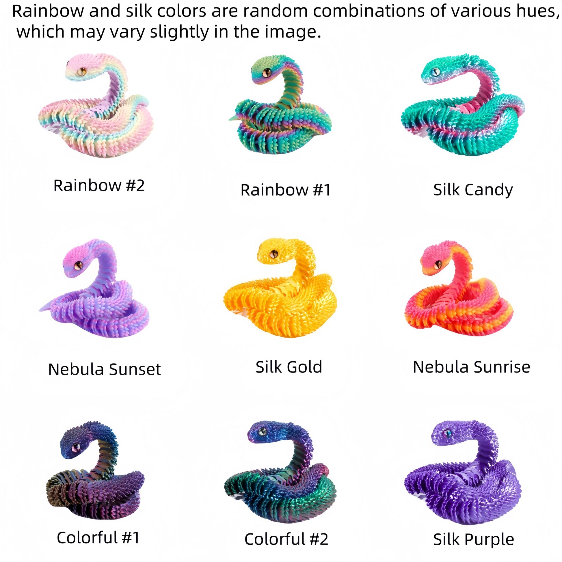 Articulated 3D Printed Flexible Snake Fidget Toy | Dazzling Iridescent PLA Posable Desk Decor | Stress Relief Wearable Unique Gift