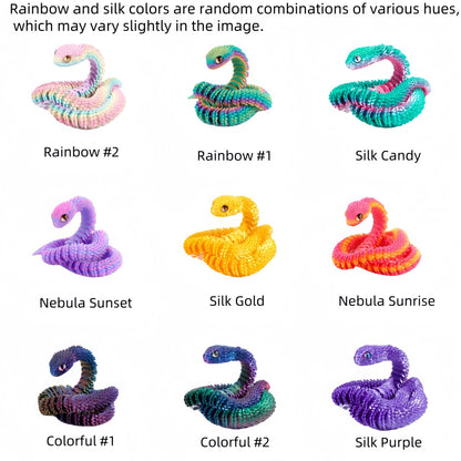 Articulated 3D Printed Flexible Snake Fidget Toy | Dazzling Iridescent PLA Posable Desk Decor | Stress Relief Wearable Unique Gift
